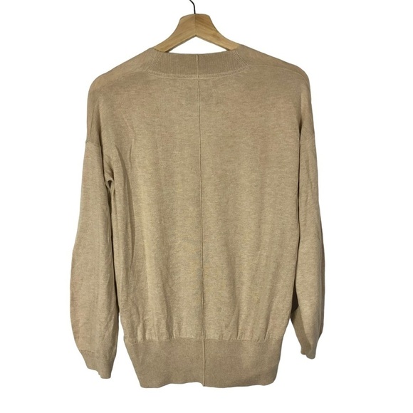 Brochu Walker Light Tan V-Neck Silk Cotton Knit Sweater XS - Picture 2 of 5